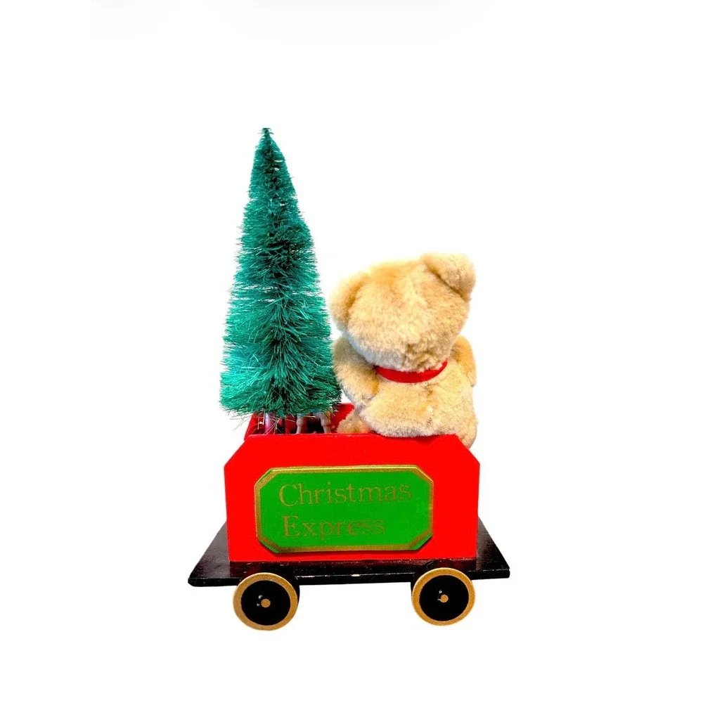 Vintage Red Wooden Christmas Train Christmas Express Train Set Centerpiece